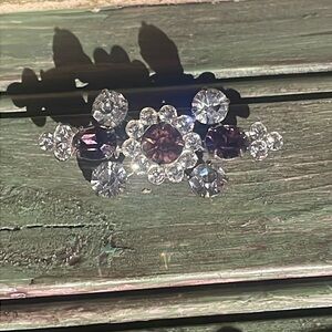 Crystal white and purple brooch